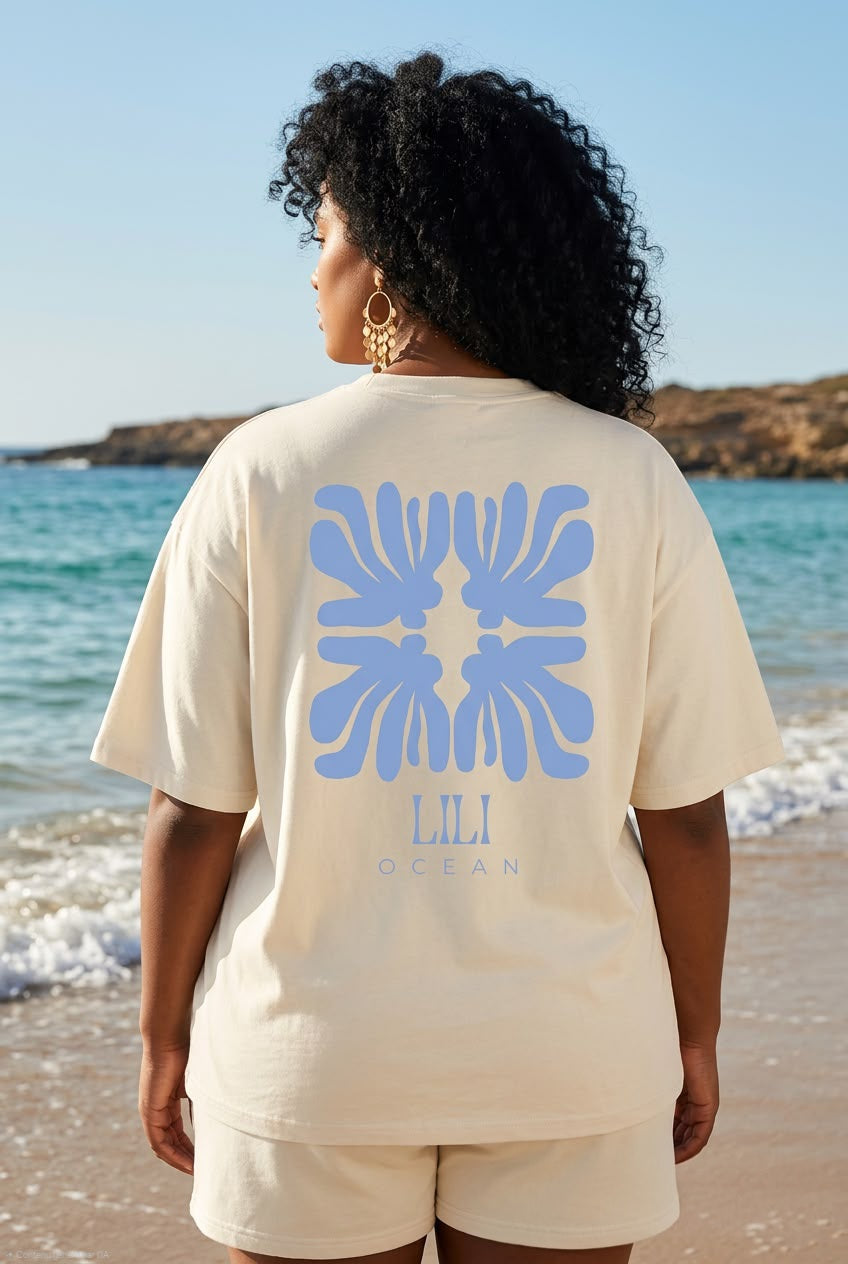 T-Shirt manche courtes overzise crème - Luna