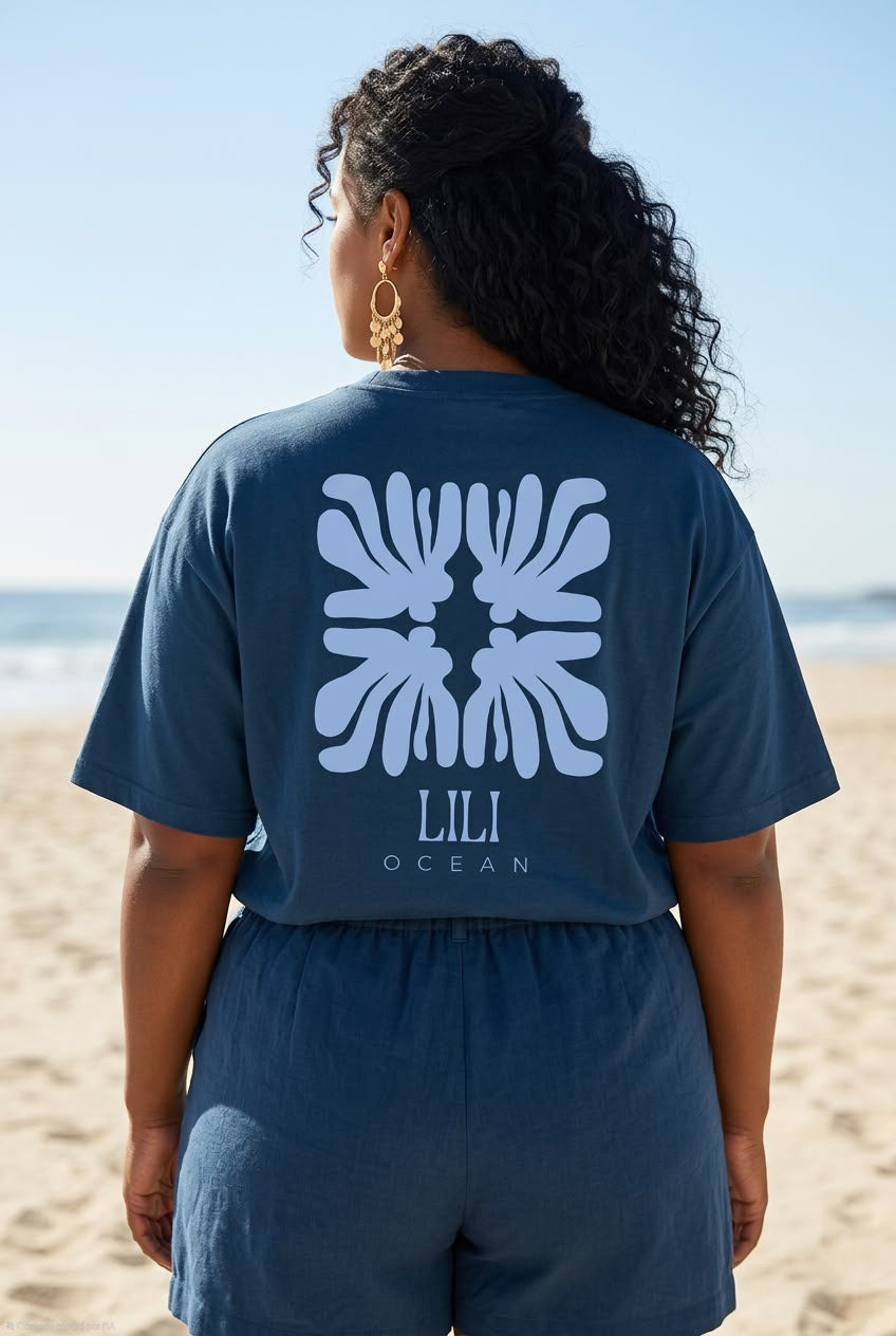 T-Shirt manche courtes overzise Bleu canard - Chloé